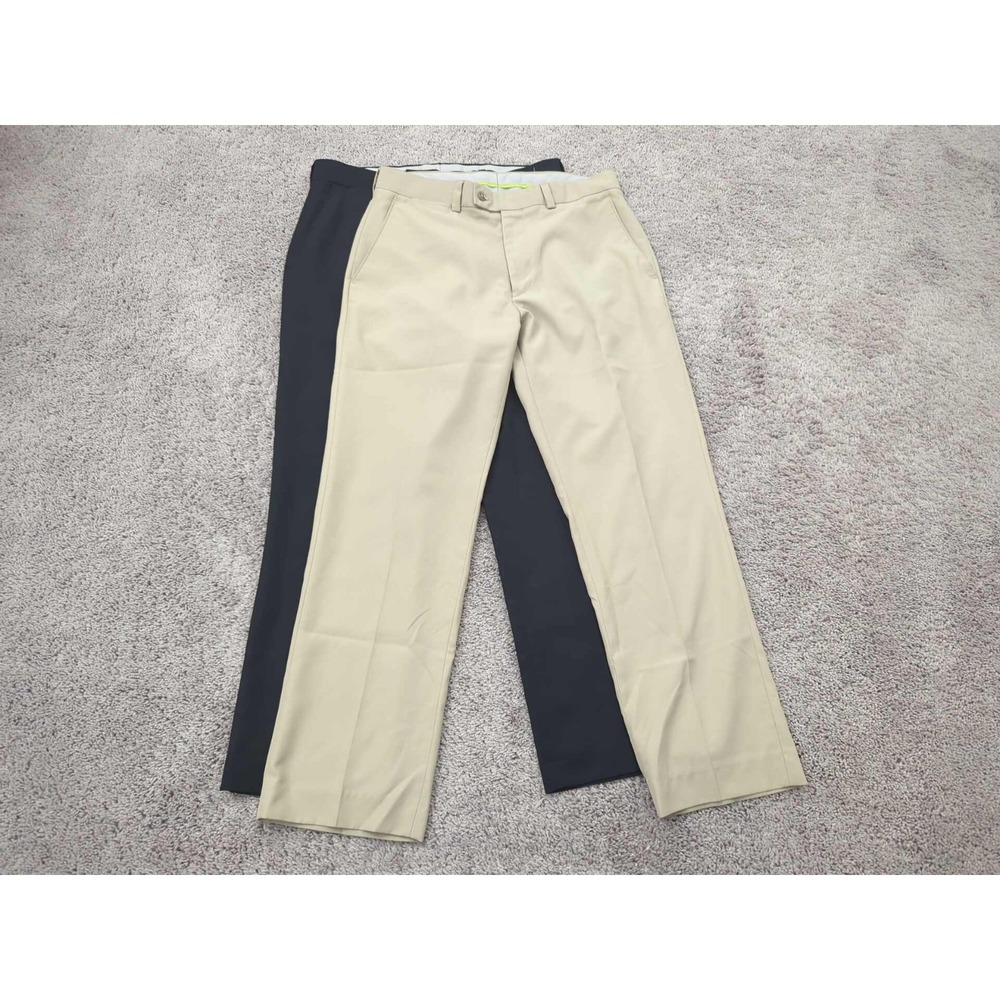 Lot of 2 Louis Raphael‎ Pants Mens 34 Straight Poly Golf Athletic Beige Black
